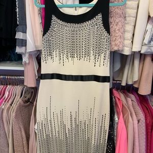 St. John white and black dress